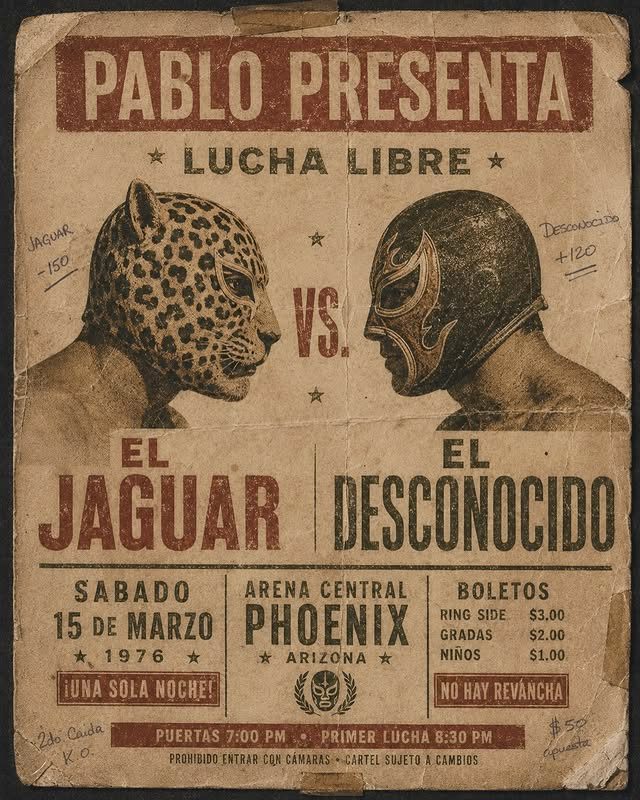A vintage-style lucha libre poster from Pablo's story